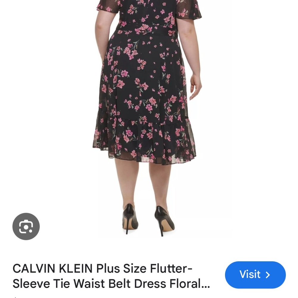 Calvin Klein Pink and Black Ruffled Tiered Midi Dress - Picture 2 of 6